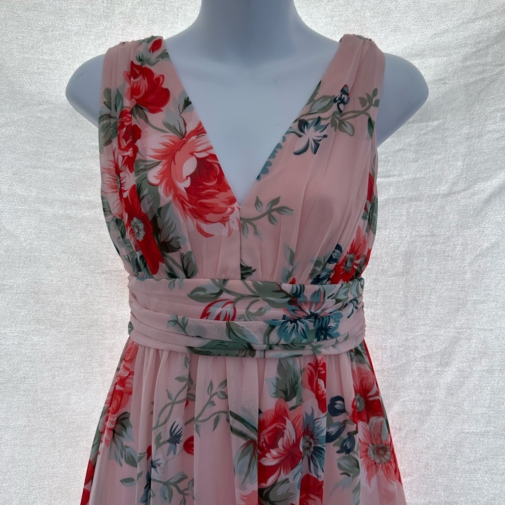 Lulu's Blush Pink Floral Wrap Maxi Dress - Picture 3 of 10